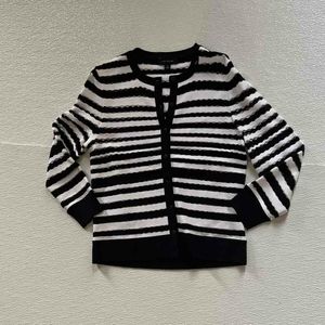 Ann Taylor Striped Open Knit Cardigan Button Front